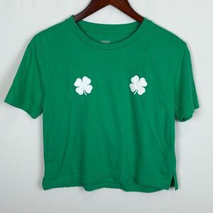 PINK Victoria Secret St. Patricks Day Shamrock Irish Cropped T-shirt